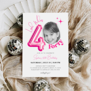 Look Whos Women 40th Birthday Pink Ballon Photo  Invitation