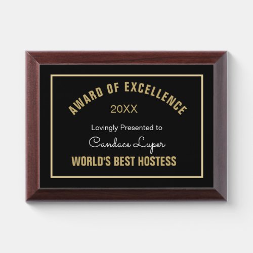 Look Worlds Best Hostess Award Plaque