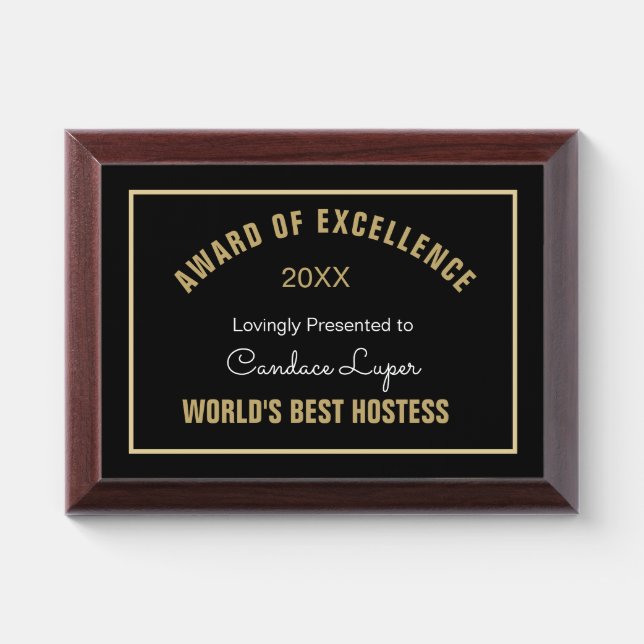 Look! World's Best Hostess Award Plaque (Horizontal)