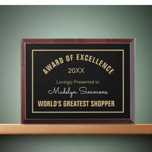 Look Worlds Greatest Shopper Award Plaque