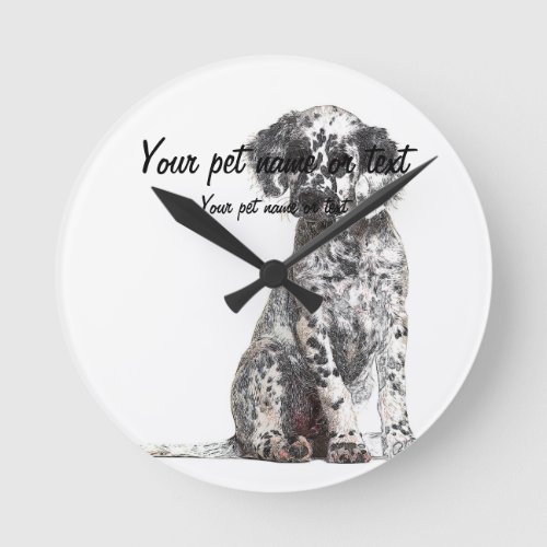 Lookin Pretty Young English Setter Dog Round Clock