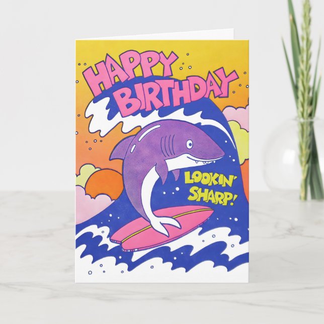 Lookin' Sharp Birthday Shark Letterpress Card (Front)