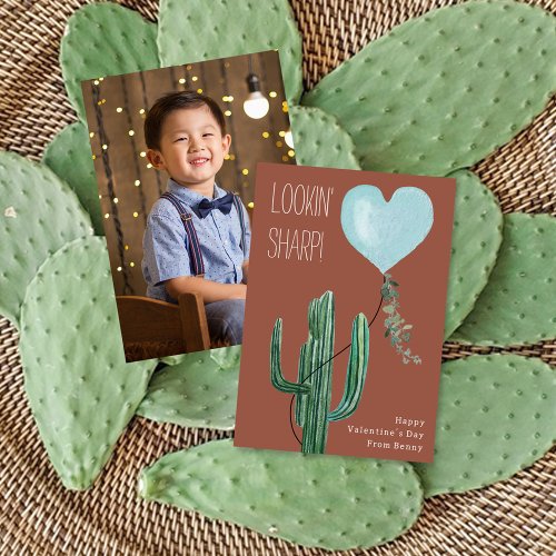 Lookin Sharp Cactus Blue Classroom Valentine Photo Card