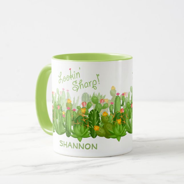 Lookin' Sharp Desert Cactus Blossom | Personalized Mug (Front Left)