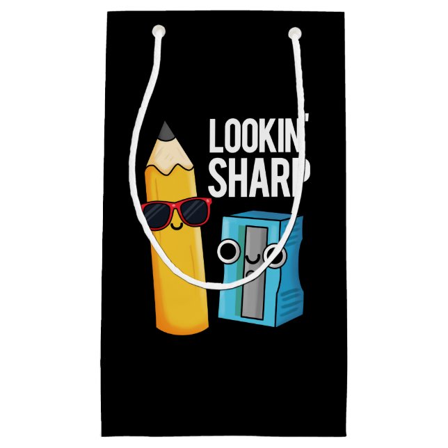 Lookin Sharp Funny Pencil Pun Dark BG Small Gift Bag (Front)