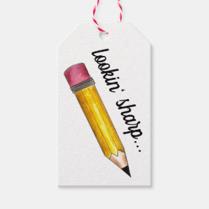 Lookin' Sharp Yellow #2 Pencil School Writing Gift Tags