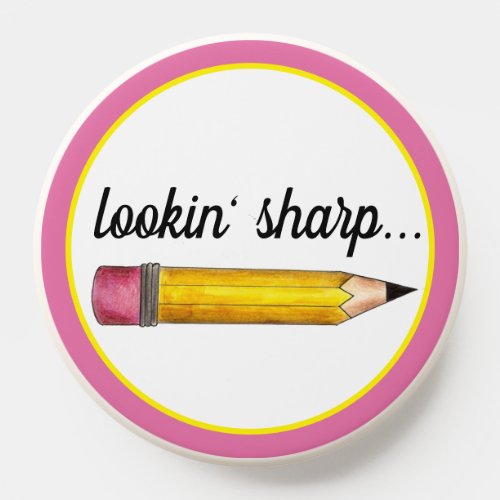 Lookin Sharp Yellow 2 Pencil School Writing PopSocket