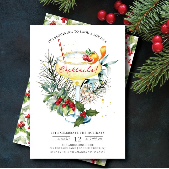 Looking A Lot Like Cocktails Holiday Party Invitation (Creator Uploaded)