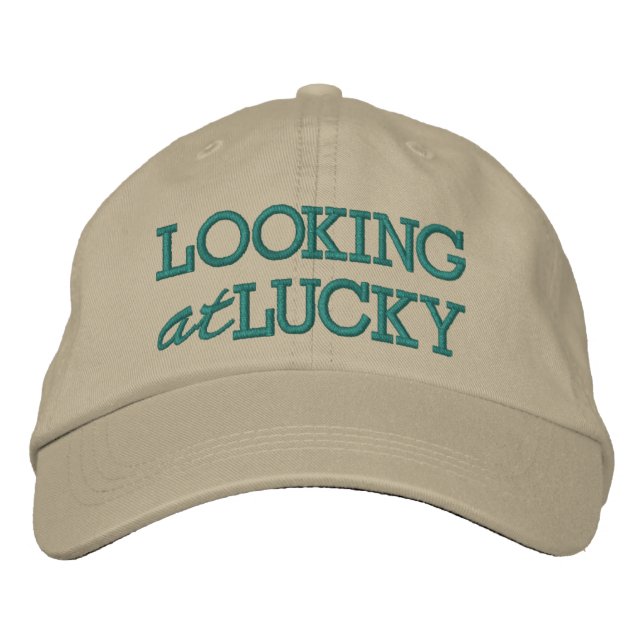 Looking at Lucky Embroidered Baseball Cap (Front)