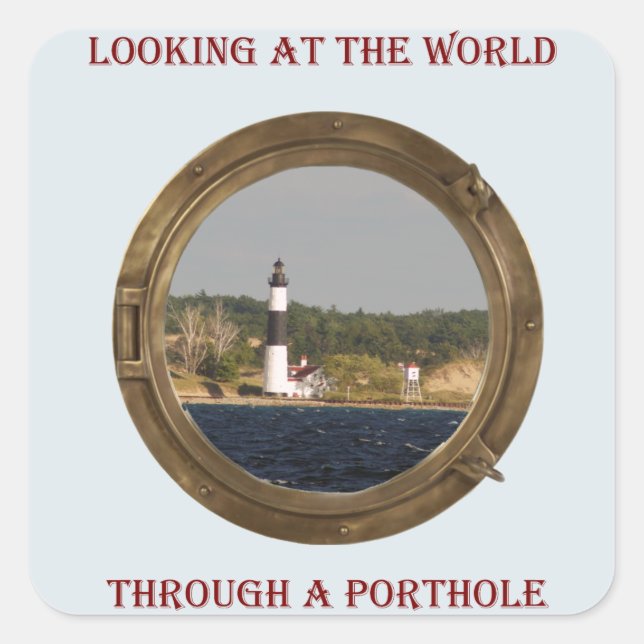 Looking at the World through a Porthole Square Sticker (Front)