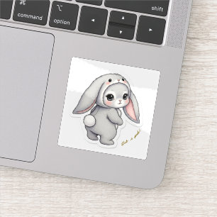 Looking Back Bunny - Adorable Fluffy Rabbit Kawaii Sticker
