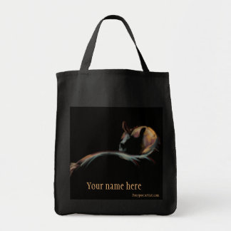 Looking back dramatic horse in shadow noir art. tote bag