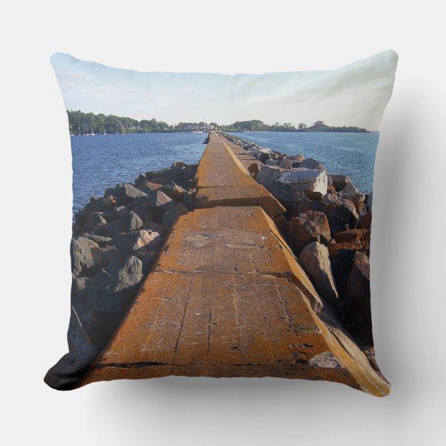 Looking Back Throw Pillow (Front)