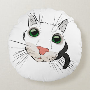 Looking cat round pillow
