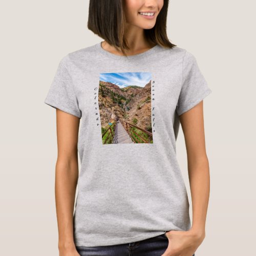 Looking Down Seven Falls Stairs Womens T_Shirt