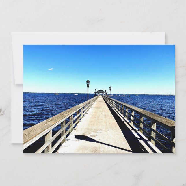 Looking Down The Pier Note Card (Front)