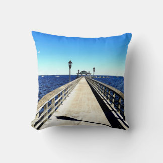 Looking Down The Pier Throw Pillow
