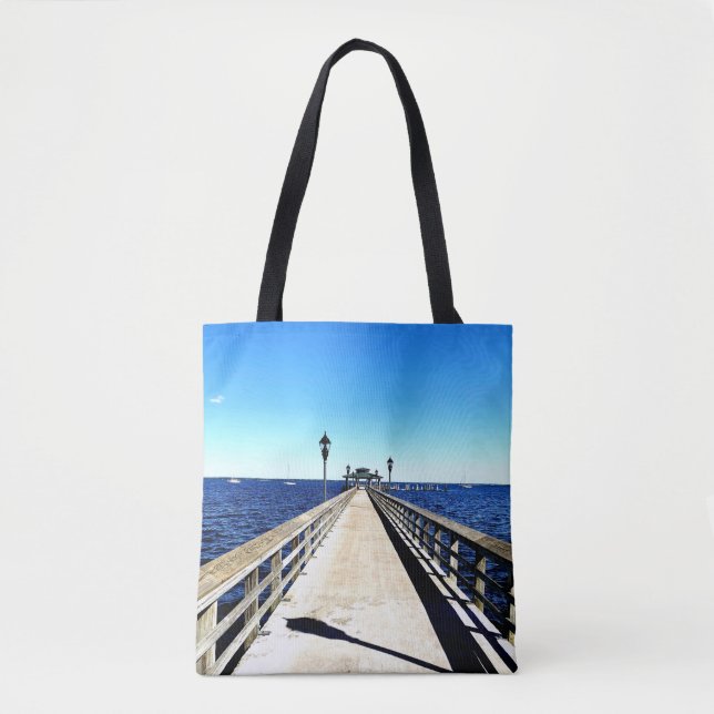Looking Down The Pier Tote Bag (Front)