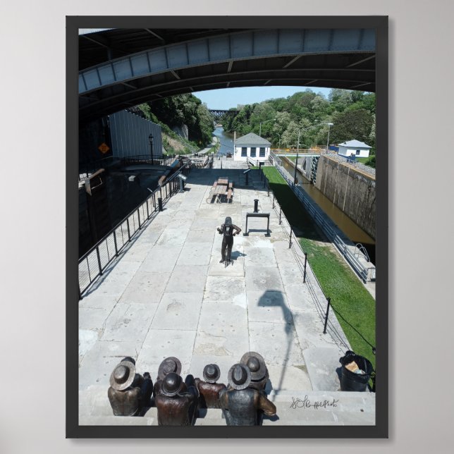 Looking Down the Steps of the Locks Poster (Framed Front)