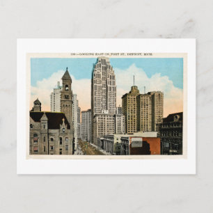 Looking East on Fort Street Detroit, Michigan Postcard