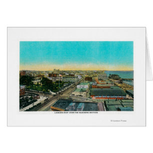 Looking East over Business Section, Long Beach Cards