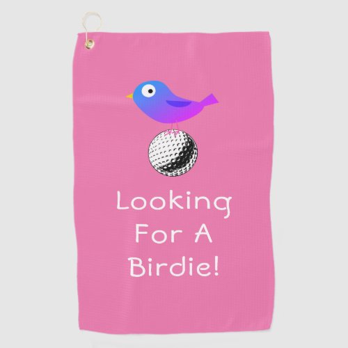 Looking For A Birdie DIY Bird  Ball Art Pink Golf Towel