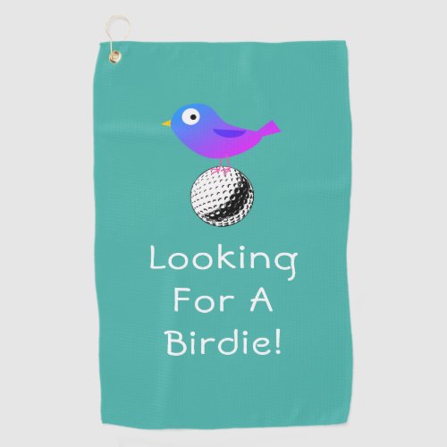 Looking For A Birdie DIY Bird  Ball Art Teal Golf Towel