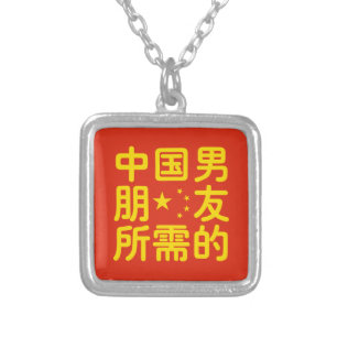 Looking for a Chinese Boyfriend ~ Hanzi Language Silver Plated Necklace