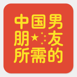 Looking for a Chinese Boyfriend ~ Hanzi Language Square Sticker