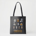 Looking for Delicious Coffee Drink Tote Bag<br><div class="desc">The utter excitement of finding delicious coffee. 
Coffee Maker and Coffee Cup Drink in cute flat design with earth color palette.
Perfect for coffee enthusiasts and coffee lover.</div>