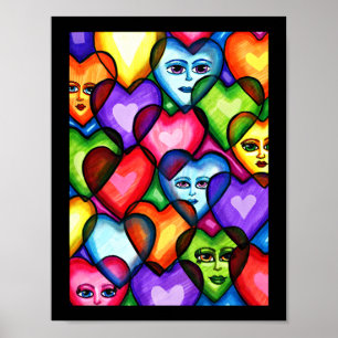 Looking For Love Abstract hearts original art  Poster