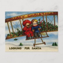 Looking For Santa Merry Christmas Vintage Postcard