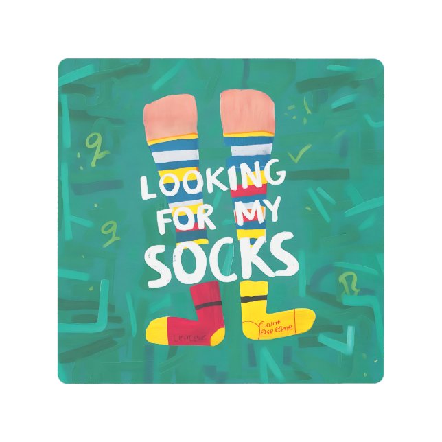 Looking For Socks Metal Print (Front)