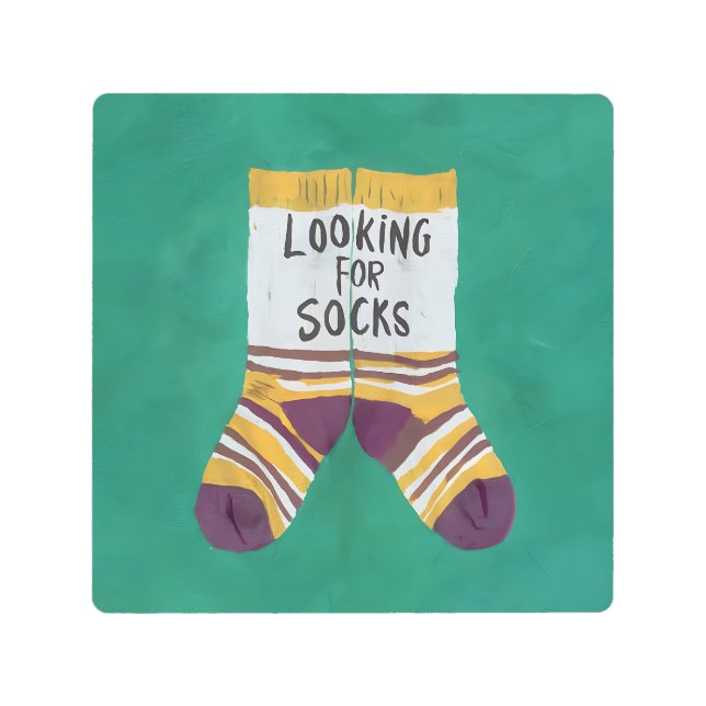 Looking For Socks Metal Print (Front)