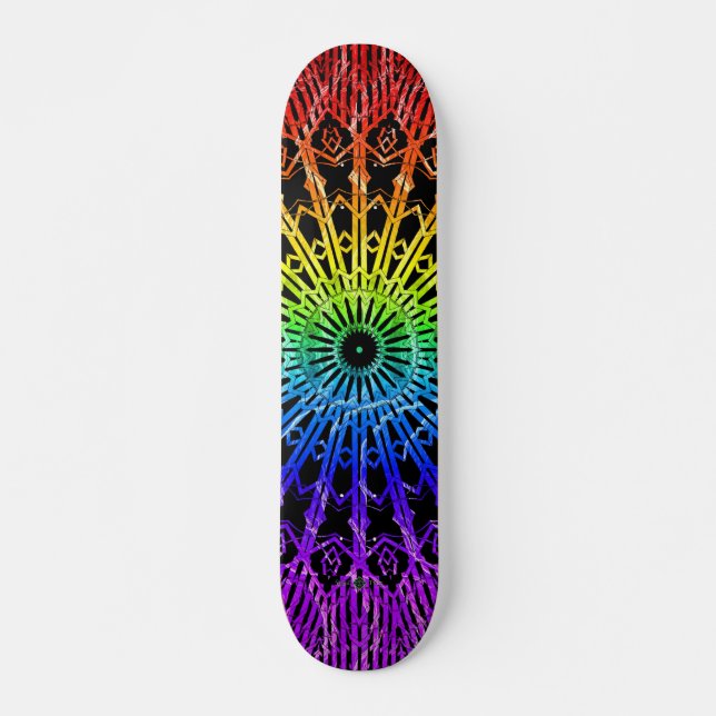 Looking Glass Mandala ( Rainbow 2 ) Skateboard (Front)