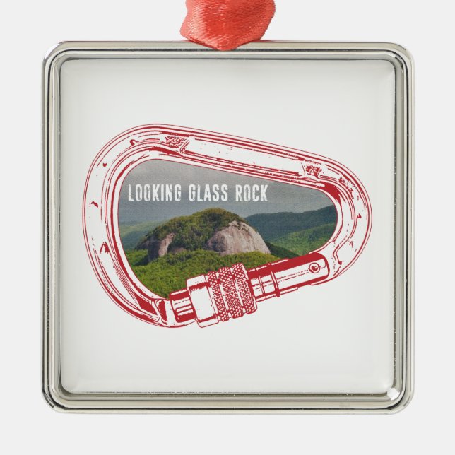 Looking Glass Rock Climbing Carabiner Metal Ornament (Front)