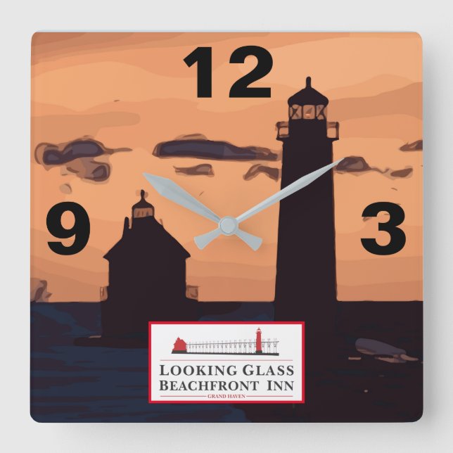 LOOKING GLASS SQUARE WALL CLOCK (Front)