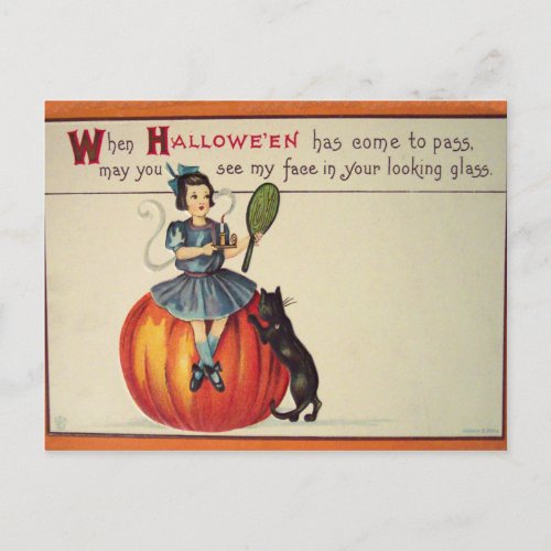 Looking Glass Vintage Halloween Card Postcard