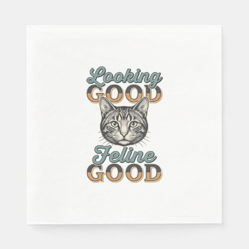 Looking Good Feline Good Vintage Cat Design_1 Napkins