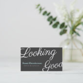 Looking Good Grey Business Card (Standing Front)