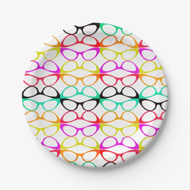 Looking Good Spectacular Cat Eyes Retro Glasses Paper Plates (Front)