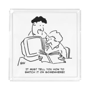 Looking How to Switch On the Computer Acrylic Tray