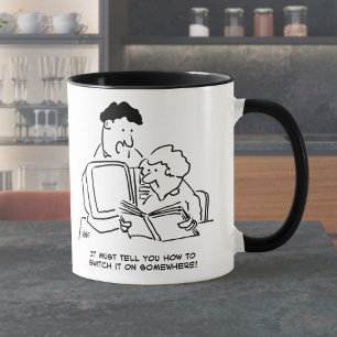 Looking How to Switch On the Computer Mug