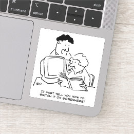 Looking How to Switch On the Computer Sticker