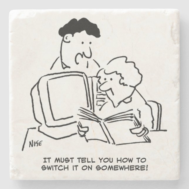Looking How to Switch On the Computer Stone Coaster (Front)
