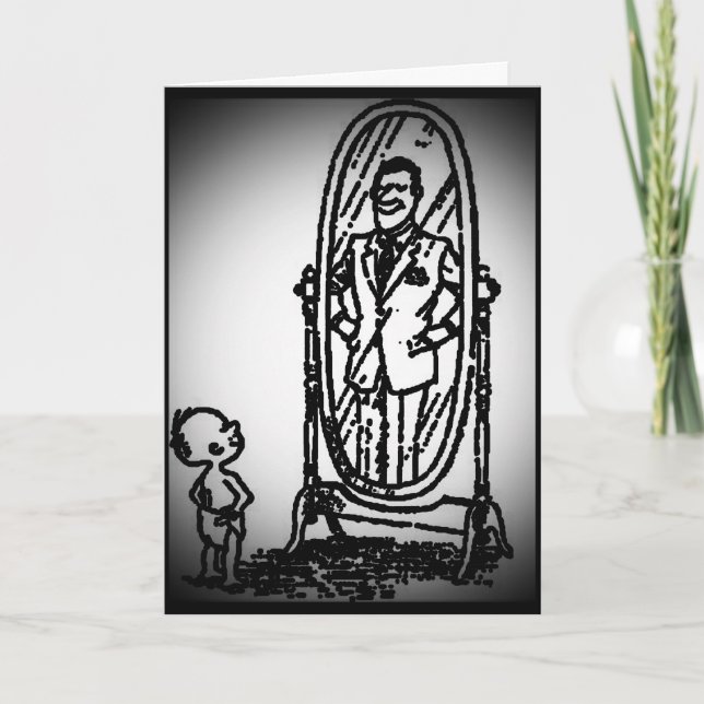 Looking in the Mirror Seeing My Father Holiday Card (Front)