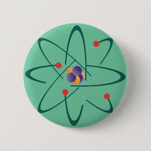 Looking InTime. Atoms On Sea Green Background. Sci Pinback Button