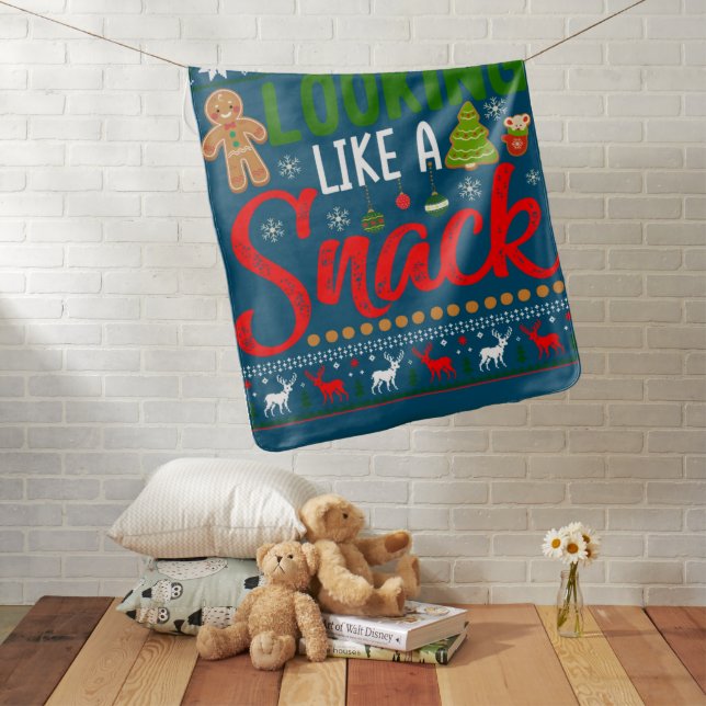 Looking Like A Snack Funny Christmas Cookie Ugly Baby Blanket (In Situ)