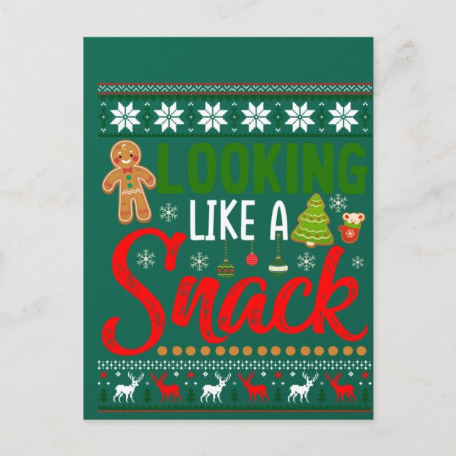 Looking Like A Snack Funny Christmas Cookie Ugly Postcard (Front)