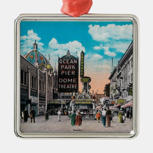 Looking North on Ocean Front, Ocean Park Metal Ornament (Front)